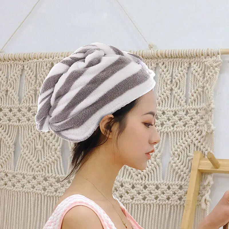 Newest Quick Drying Hair Hat Towel Women Lady Rapid Fast Dry Microfiber Bath Wrap Bathing Cap | Дом и сад