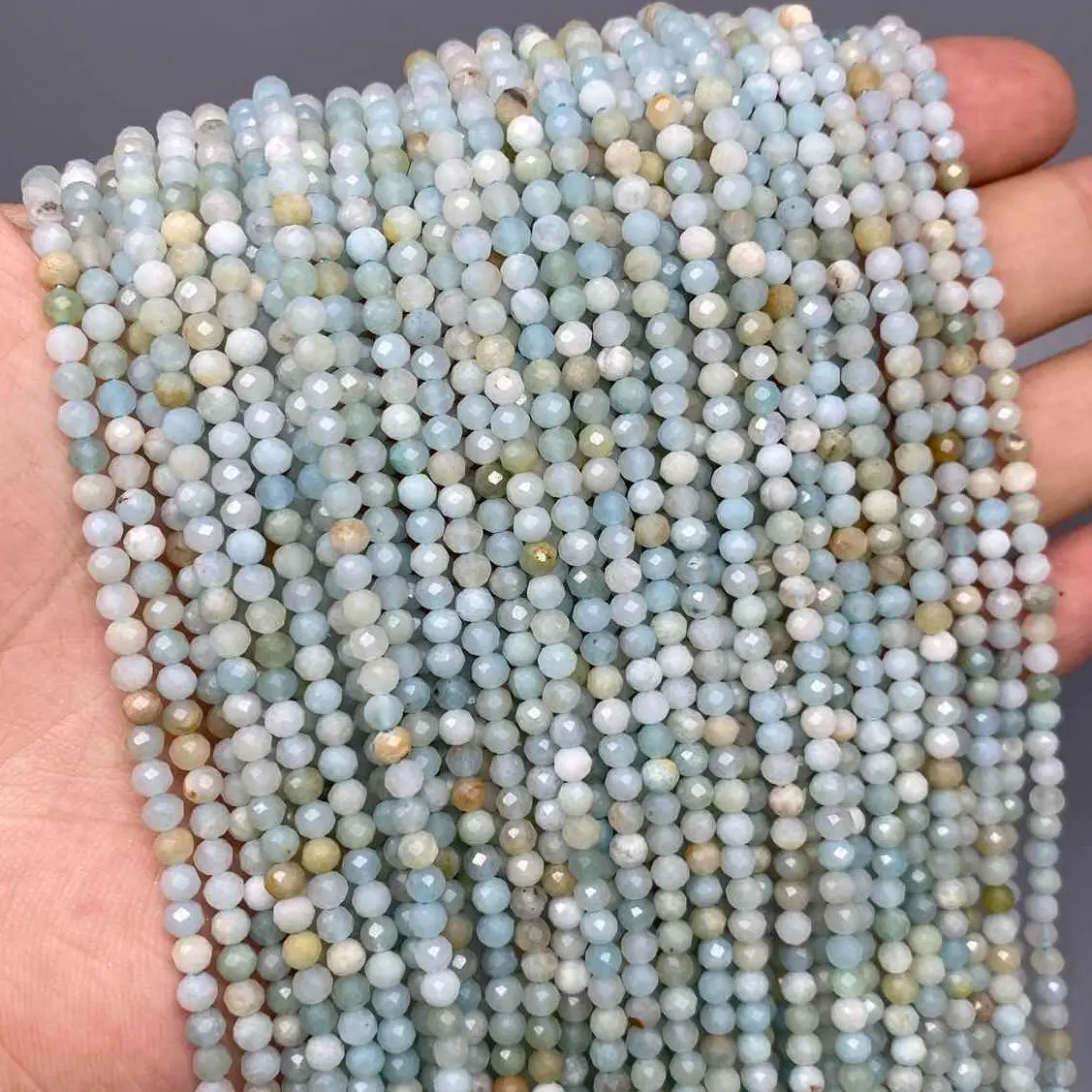 

Многоцветный Амазонит на возраст 2, 3, 4 мм из натурального камня, Круглые граненые бусины 15 ''каменные бусины для самостоятельного изготовлен...