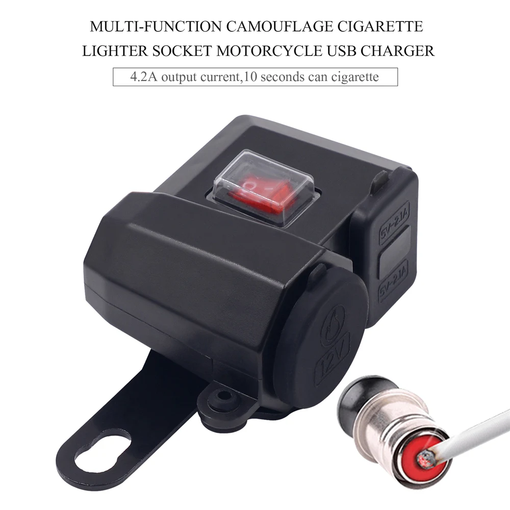 Водонепроницаемый мотоцикл двойной USB многофункциональный мобильный телефон зарядное устройство двойной USB(с Вольтметр)(с сигаретной прикладом) для ATV