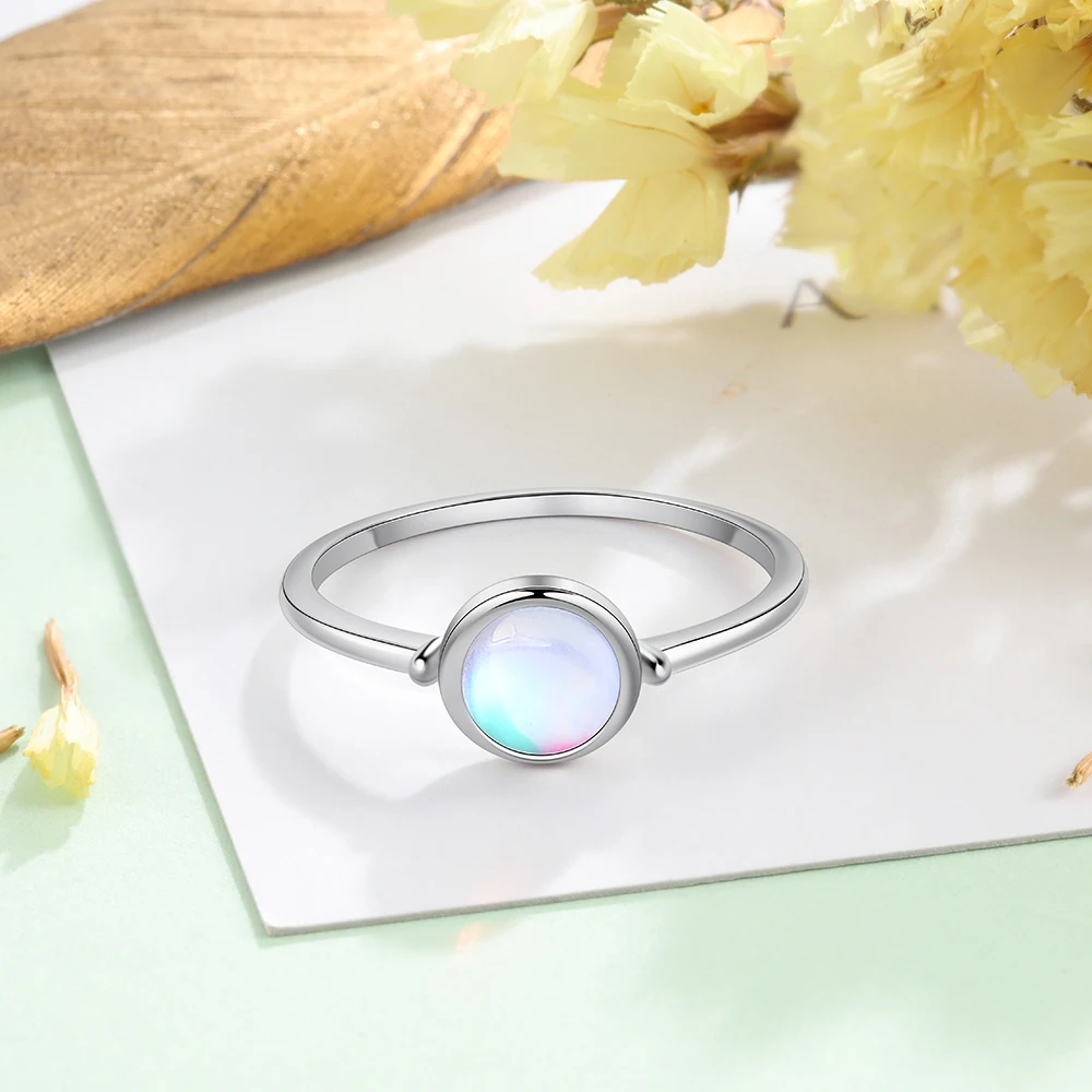 Женское кольцо с радужным лунным камнем JewelOra обручальное из натурального