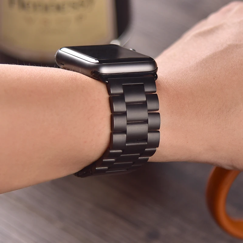 Ремешок из нержавеющей стали для Apple Watch 42 мм 38 мм Серия 1 2 3 металлический ремешок для часов браслет для iWatch серии 4 5 44 мм 40 мм ремешок