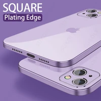 for iphone 13 pro max square plating color silicone case shockproof lens protection cover iphone 12 11 pro xs max xr x 7 8 plus