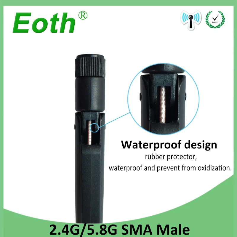 EOTH 5pcs 2.4g 5.8g antenna 8dbi sma male wlan wifi dual band antene iot module router tp link signal receiver antena high gain