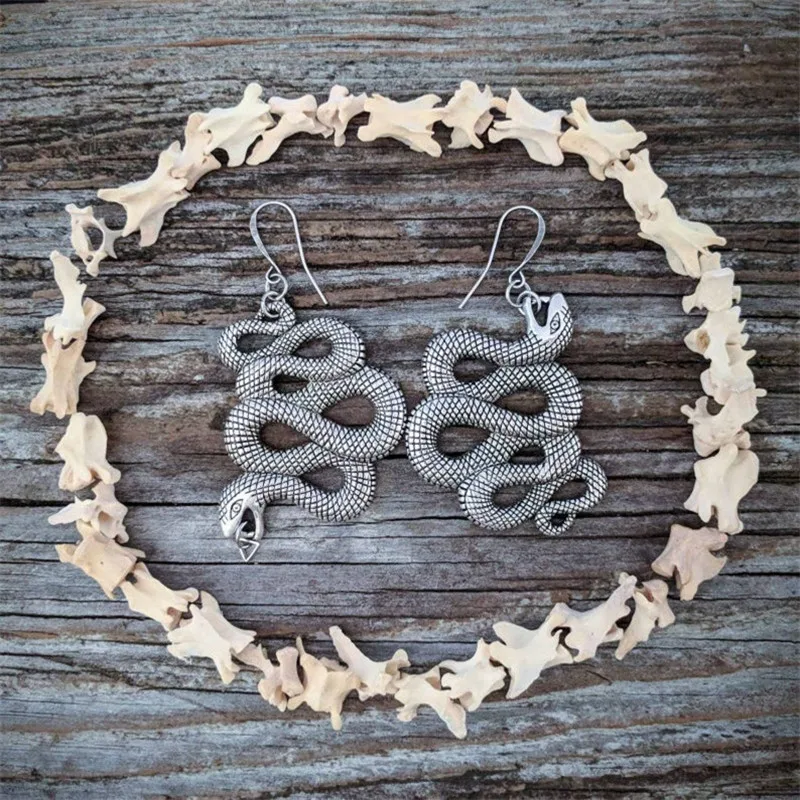 Змея серьги посеребренные готические ювелирные изделия волшебство Страстные