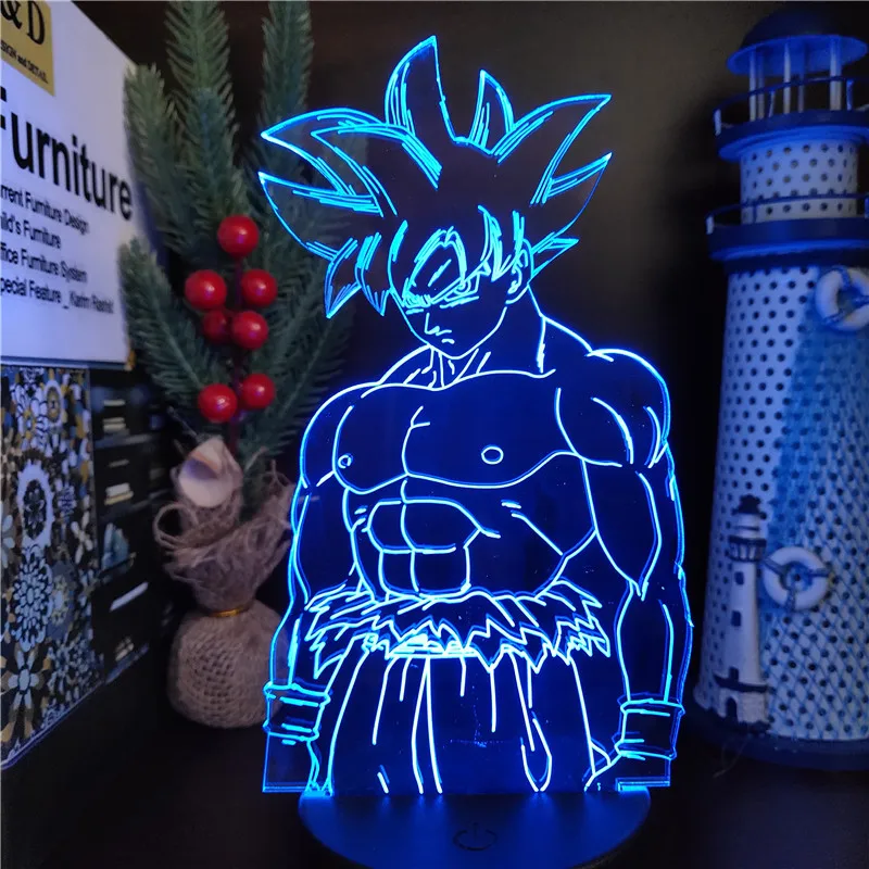 Dragon Ball Z светодиодный светильник с изображением Сон Гоку ультра инстинкт 3D ночной