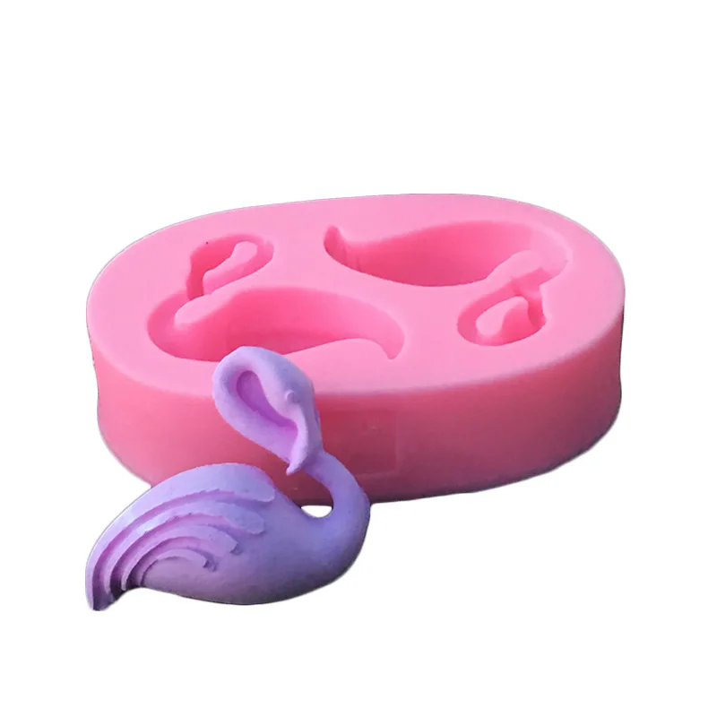 1PC Flamingos Swan Shaped 3D Silicone Molds Fondant Cake Chocolate Polymer Clay Moulds Decoration Tools 50-1057 | Дом и сад