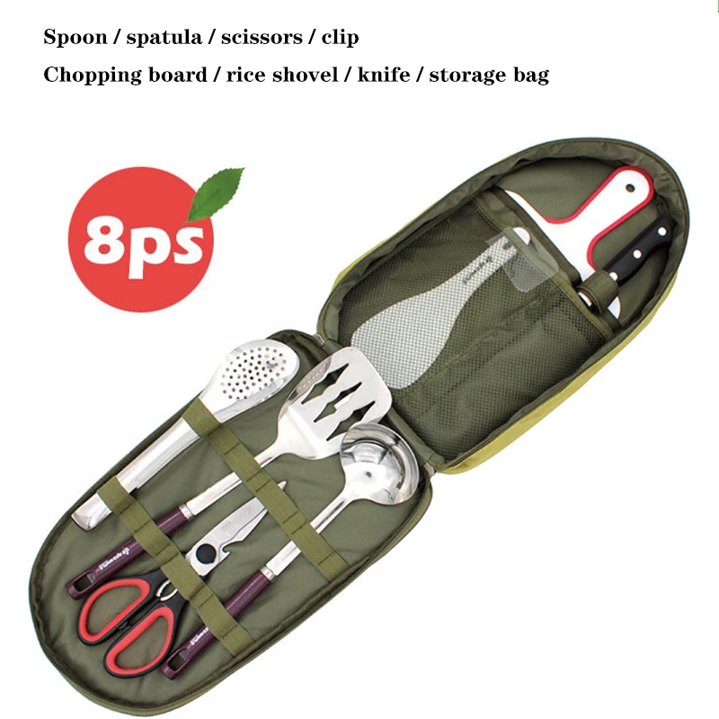 Beli 8 Buah Set Alat Masak Dapur Camp Organizer Perjalanan Aksesori Panggangan Perlengkapan Ringkas Portabel Untuk BBQ Berkemah Hiking ALS88