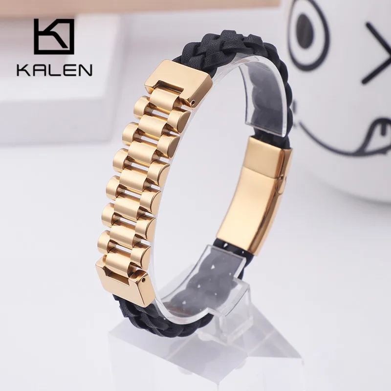 KALEN Новые многоцветные браслеты из нержавеющей стали с цепочкой для мужчин 22 см