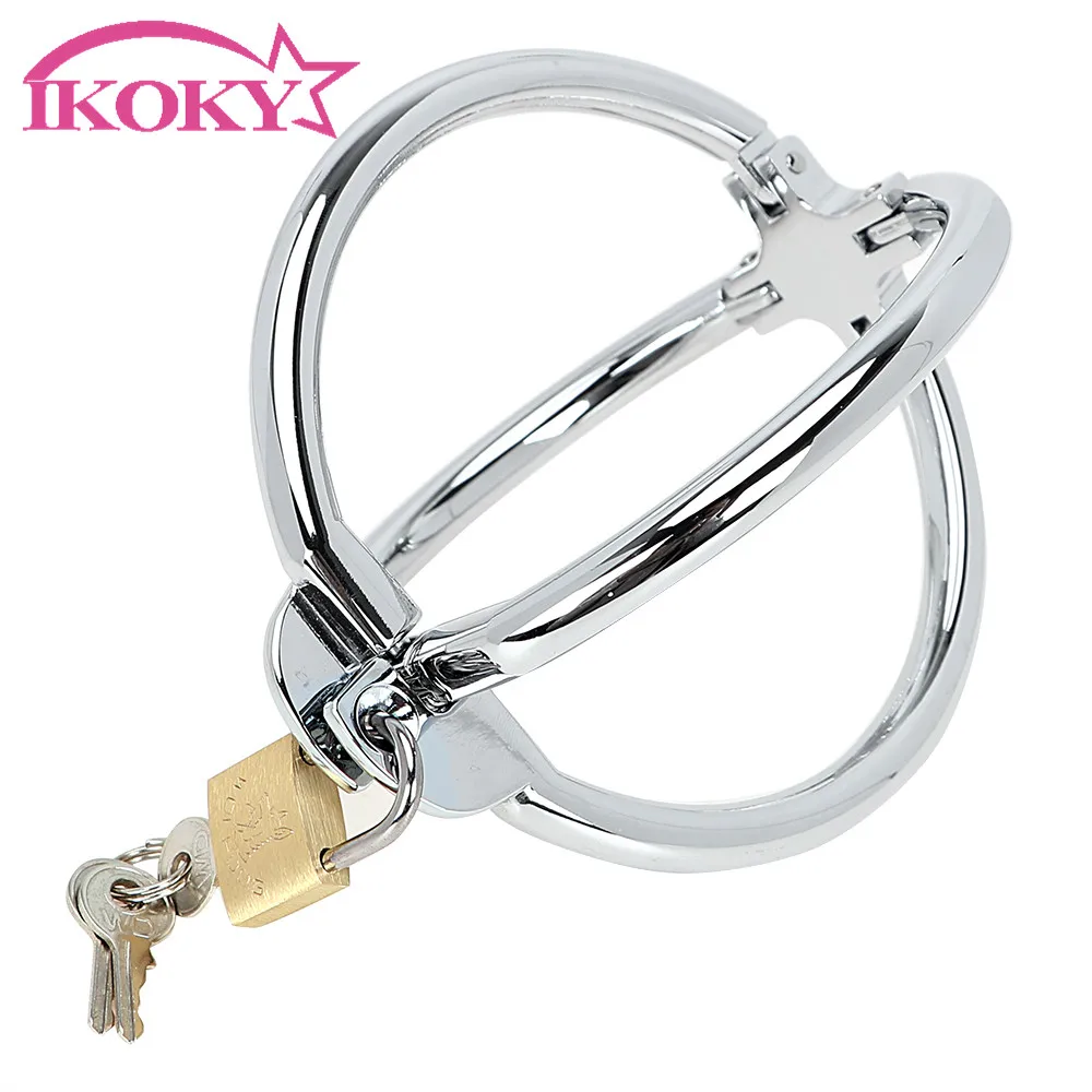 IKOKY крест наручники на запястье SM Связывание нержавеющая сталь Запираемые