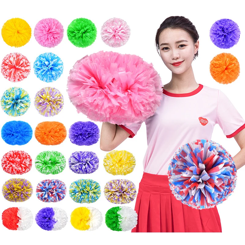 

1 piece colorfast no fading cheerleader pom poms cheerleading pompoms Cheering pompom Flower Took Ball Bouquet Plastic Handles