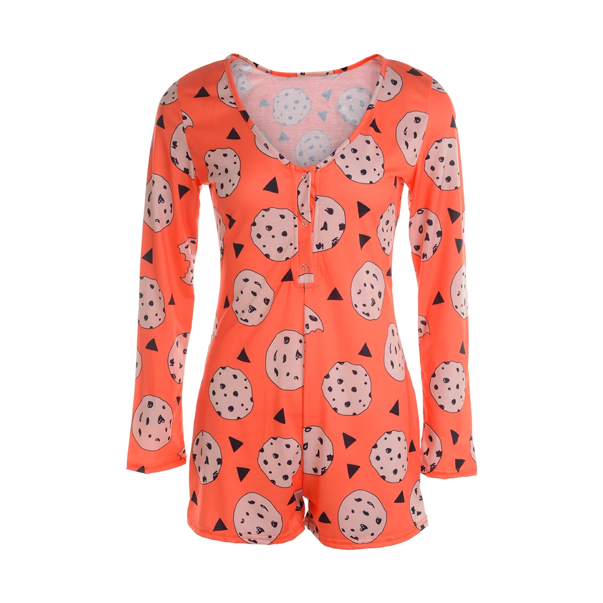 

Sexy Women Long Sleeve Deep V-neck Bodycon Sleepwear Jumpsuit Button Bodysuit Shorts 2020 Romper Bodysuit Leotard Print Bodysuit