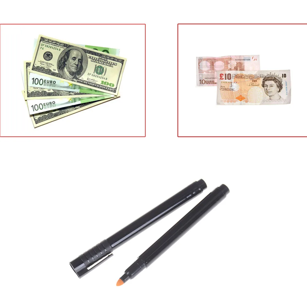 

2pcs Money Checker Tester Pen Unique Ink Currency Detector Counterfeit Marker Fake Banknotes Checkering Tools Money Detector