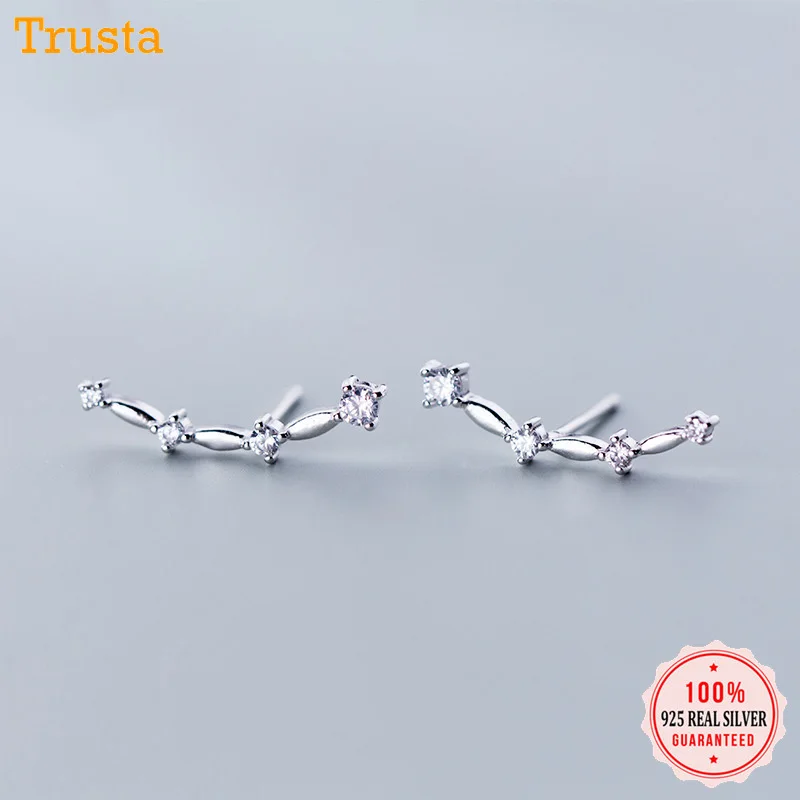 Trusta 925 пробы Серьги серебристого цвета; бижутерия модные простые Стиль камень CZ серьги-гвоздики, высокое качество, прекрасный подарок для Для женщин девушки DS1428