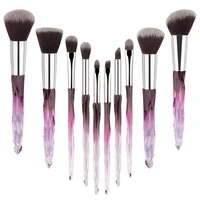 10pcs makeup brush soft type cosmetic face powder foundation brushes synthetic hair crystal handle high quality gift makeup set