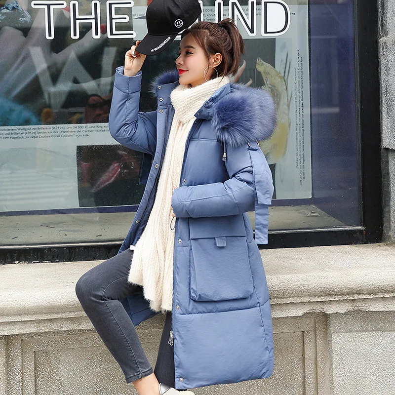 

New Women Winter Jacket With Fur collar Warm Hooded Female Women Winter Coat Long Parka Women Outwear Camperas
