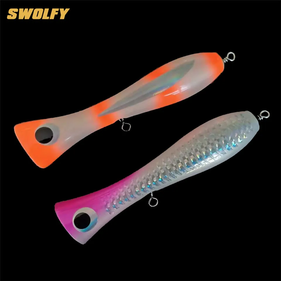 SWOLFY Поппер рыболовная приманка 115 г/200 мм 4 цвета топвотер жесткая тройные Крючки