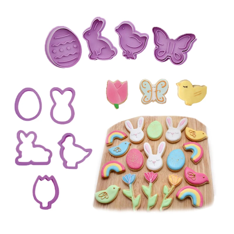 

1set Easter Bunny Pattern Plastic Baking Mold 3D Cookie Cutter Plunger DIY Baking Pastry Modelling Tools Kitchen Decoration