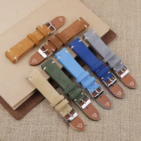 suede leather watch strap 18mm 19mm 20mm 22mm blue grey vintage watch band replacement wristband handmade stitching watchband