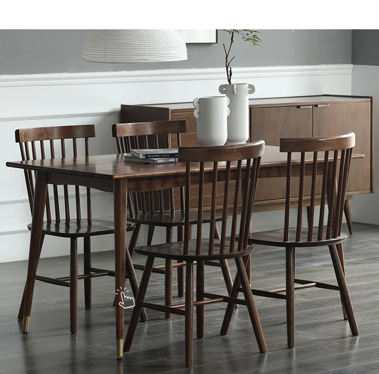 Обеденный стул скандинавский домашний черный орех современный минималистичный