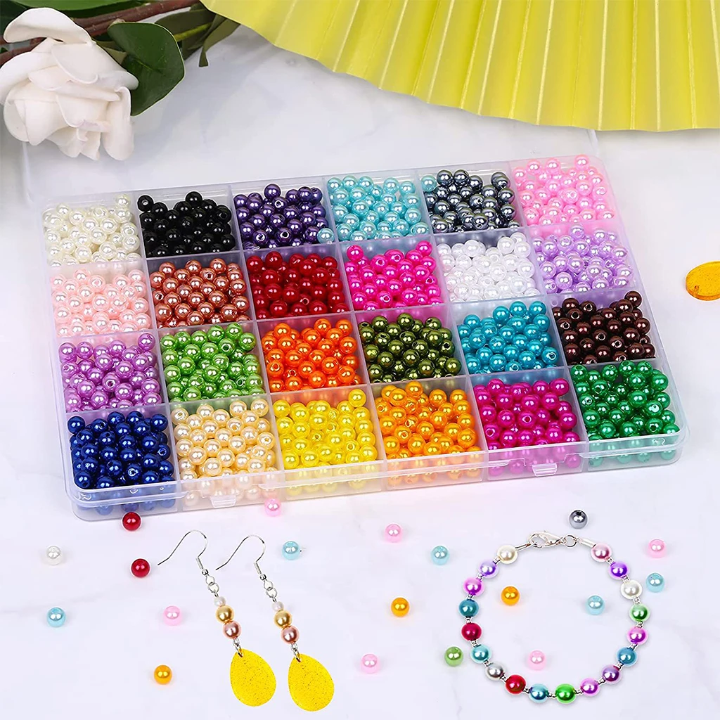 1680pcs Round Pearl Beads 6mm DIY Craft 24 Mixed Colors Plastic Spacer | Украшения и аксессуары