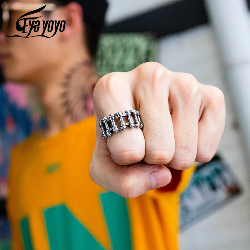 EyeYoYo Винтаж кольцо цепи велосипеда выполненное из нержавеющей стали