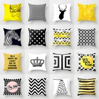 geometric pattern cushion cover for living room yellow stripe throw pillowcover nordic style soft polyester pillow case 45x45cm