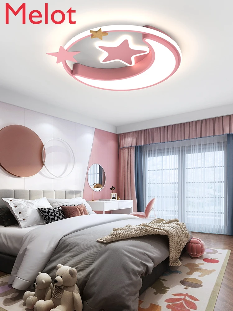 

Children's Room Lamp Bedroom Light Simple Modern Ceiling Lamp Nordic Cartoon Creative Star Moon Princess Girl Lamps Durable