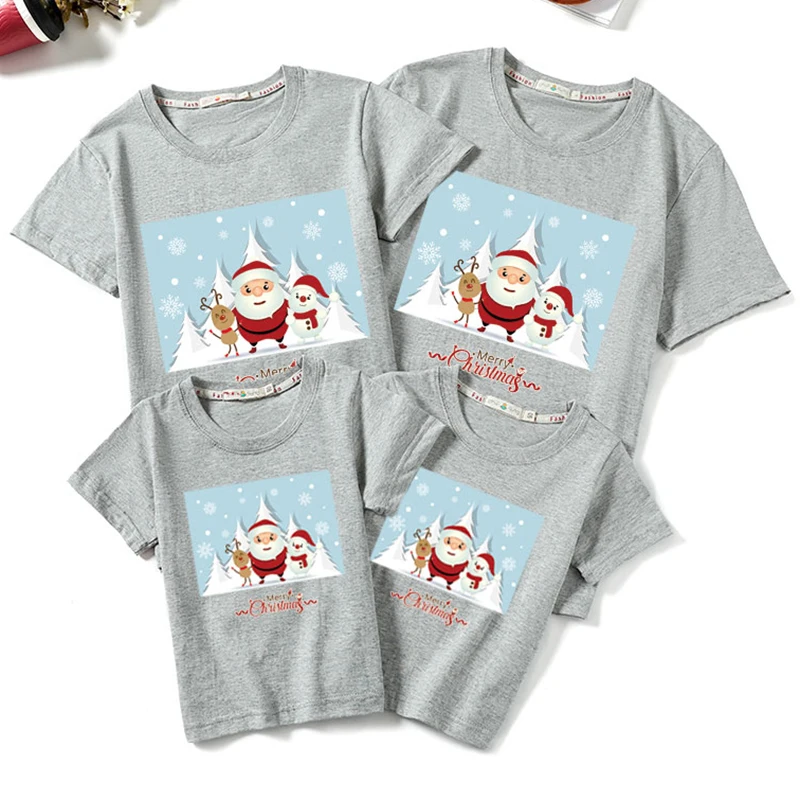 Одинаковые комплекты для семьи Рождественская семейная футболка папы мамы сына