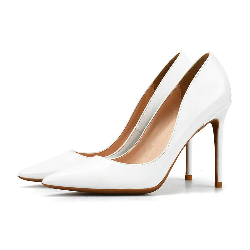 Туфли лодочки женские кожаные высокий каблук заостренный носок туфли обувь для