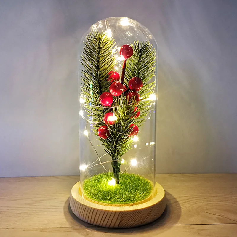 

Деревянная Рождественская елка стеклянная крышка светодиодные огни Рождественские украшения подарки ТВ шкаф офисные украшения реквизит д...