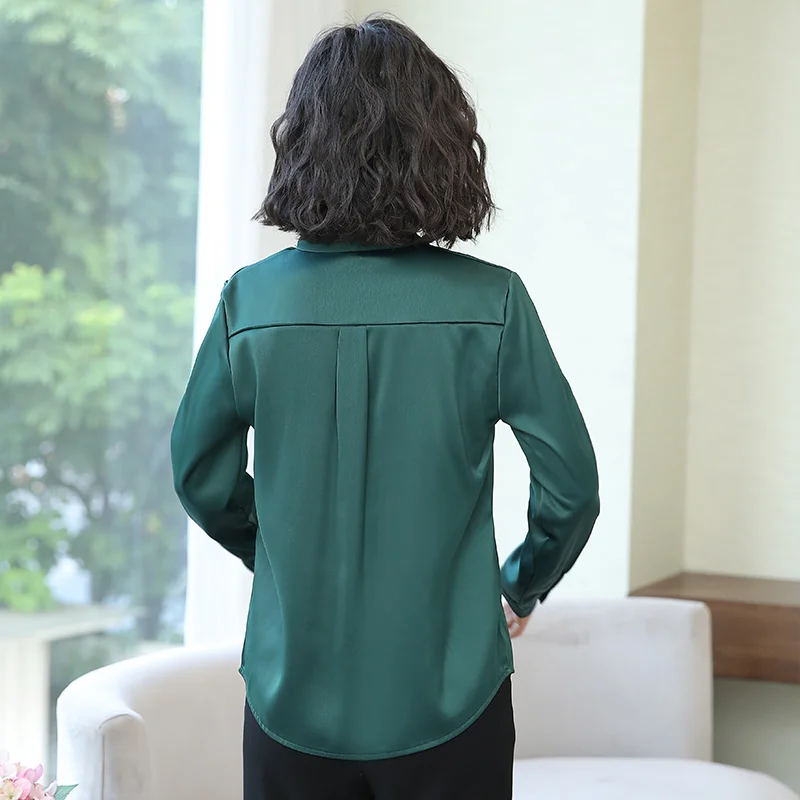 Шикарная Однотонная рубашка с длинным рукавом женская блузка v образным вырезом