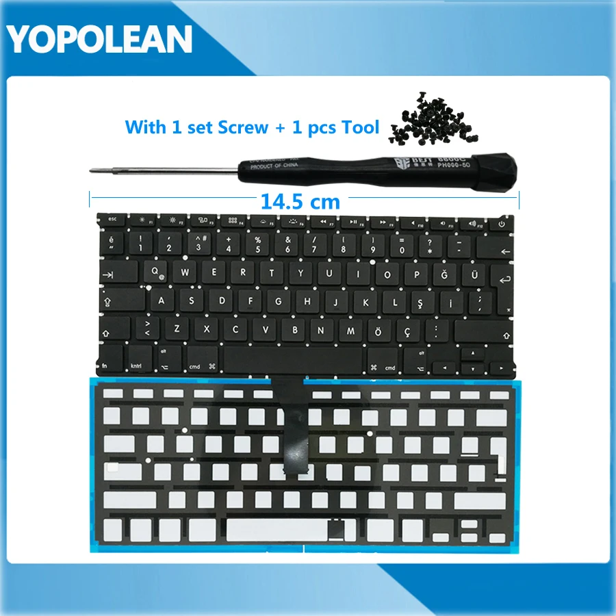 

New Turkey Turkish Keyboard With Backlight For Macbook Air 13" A1369 2011 A1466 2012 2013 2014 2015 2017
