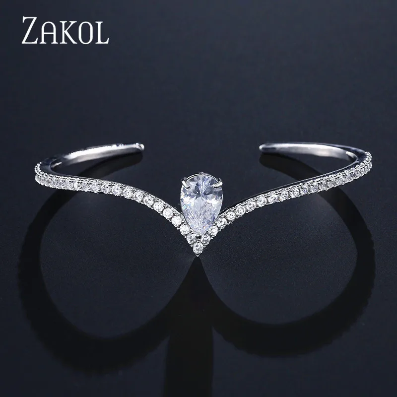 Модные черные браслеты ZAKOL с кубическим цирконием модные браслеты-манжеты для