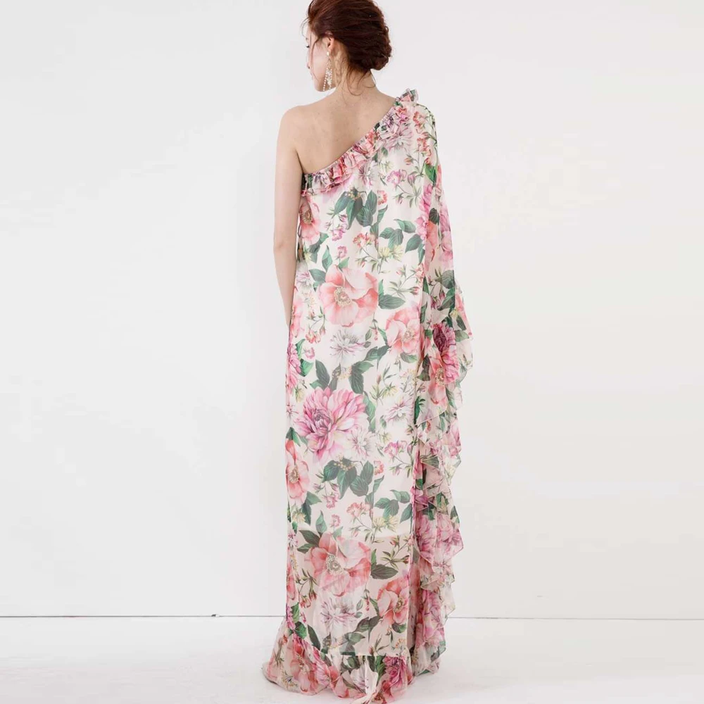 Дизайнерские 2020 летнее сексуальное платье с одним плечом Цветочный принт