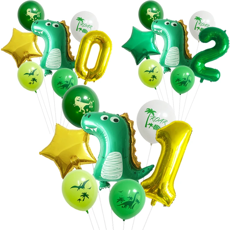 

Green Gold Dinosaur Digital Balloons Set Number Brithday Party Decoration Baby Shower Jungle Party Kids Boys Home Decor Supplies