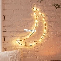light up metal moon heart fairy lights hoop led garland star wall light battery string lights for wedding party home decoration