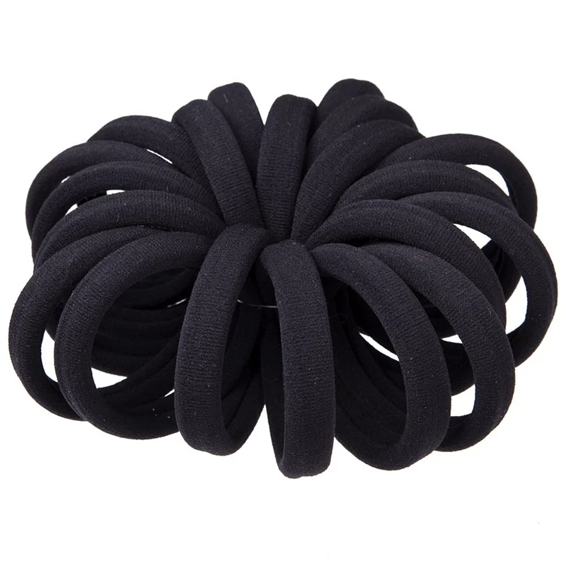 

Hot Kf-(20 Thick Black Hair Loops)-Elastic Hair Band, No Crease, Elastic Large Cotton Elastic, No Trace Ponytail Holder