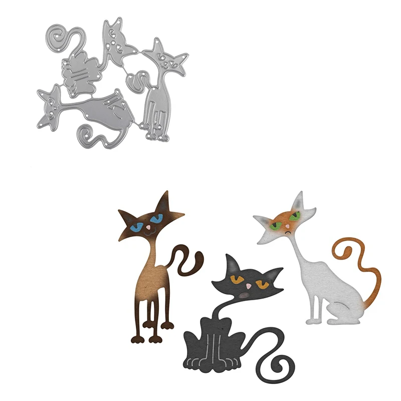 

3 Different Mood Cats Happy Daze Unhappy Cat Metal Cutting Dies Scrapbooking Album Paper DIY Cards Crafts Embossing Dies New