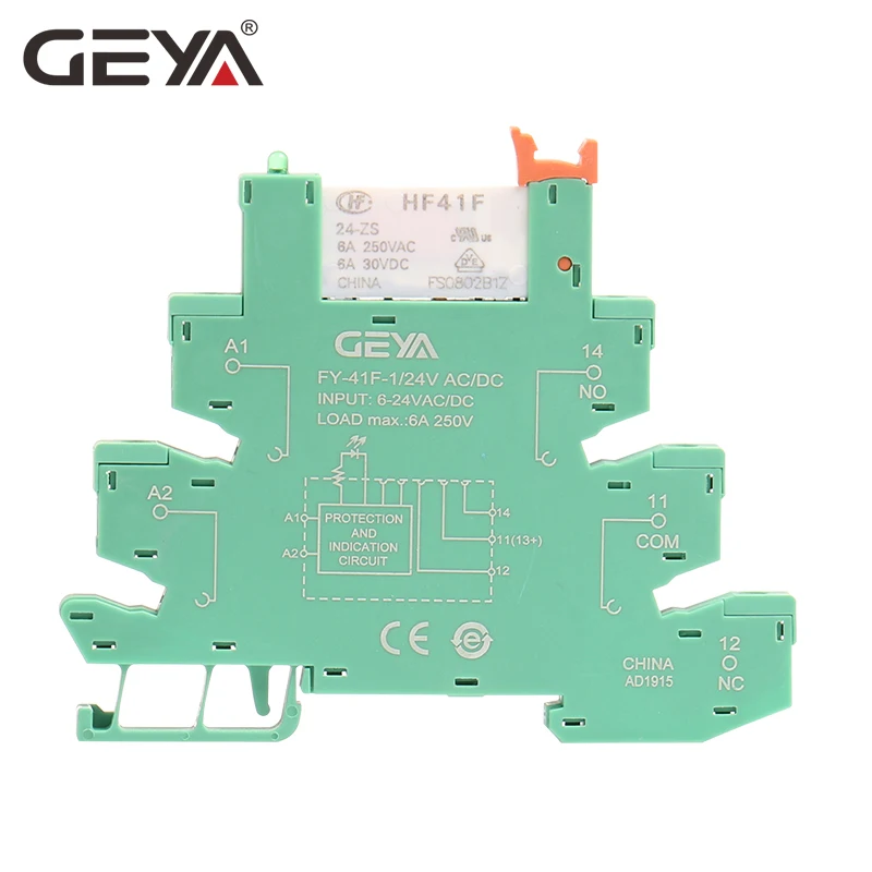 GEYA тонкий релейный модуль цепи защиты 6A реле 12VDC/AC или 24VDC/AC реле разъем 6,2 мм толщина