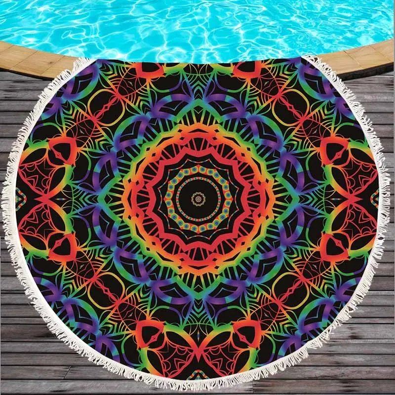 2018 летние 150 см большие размеры круглые пляжные полотенца с геометрическим