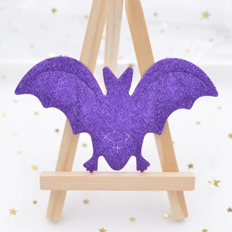 Wholesale 60Pcs Funny Glitter Purple Bats Large Appliques for Halloween Decor Party Wall Sticker Decals Ornament Accessories S00 | Дом и сад