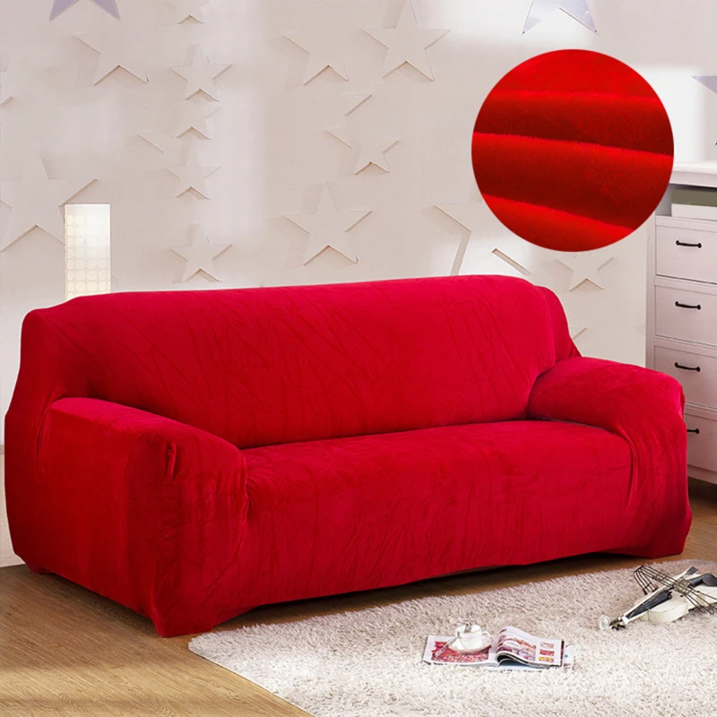 

Velvet Plush Thicken Sofa Cover All-inclusive Elastic Sectional Couch Cover for Living Room Chaise Longue L Shaped Corner Covers
