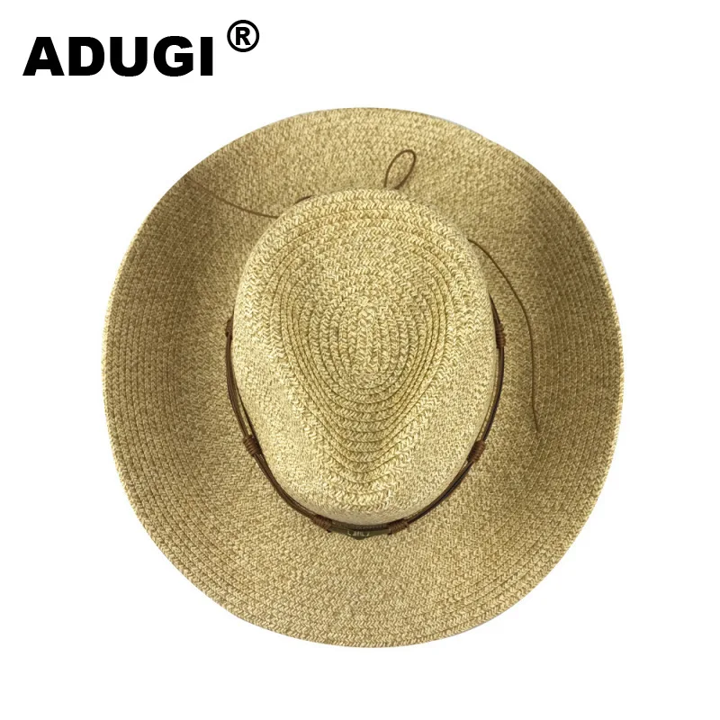 Соломенная шляпа ADUGI для мужчин и женщин популярная летняя Панама от солнца с