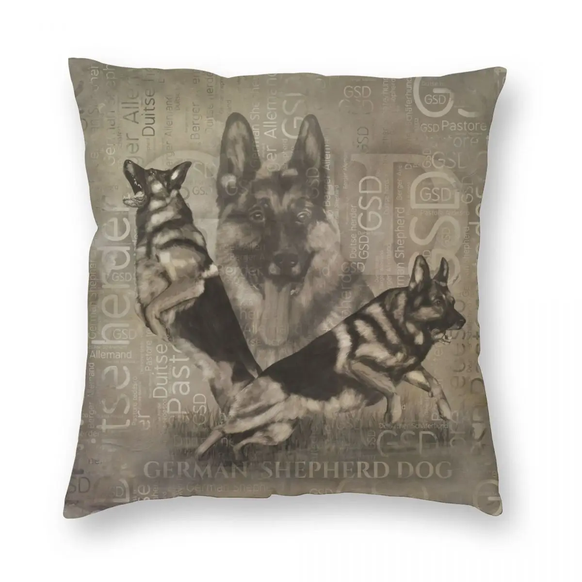 Shepherd Dog GSD Word Art Square Pillowcase Polyester Linen Velvet Creative Zip Decor Pillow Case Sofa Cushion Cover | Дом и сад
