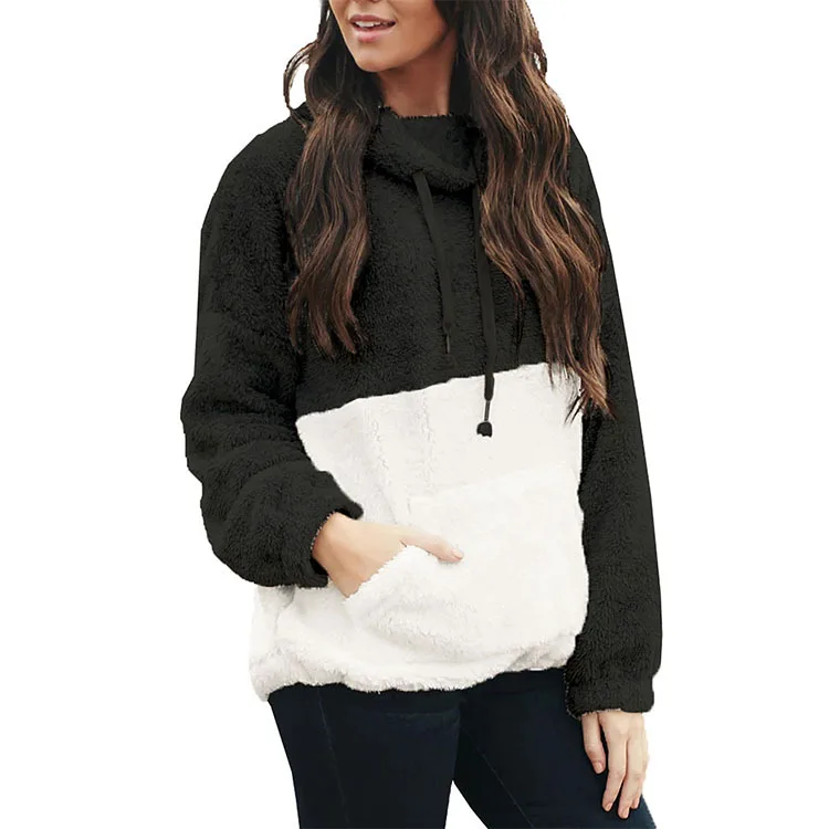 

Two Side Story Sweatshirt Autumn and Winter Women's Wear Two-color Mosaic Comfortable Warm Clothing