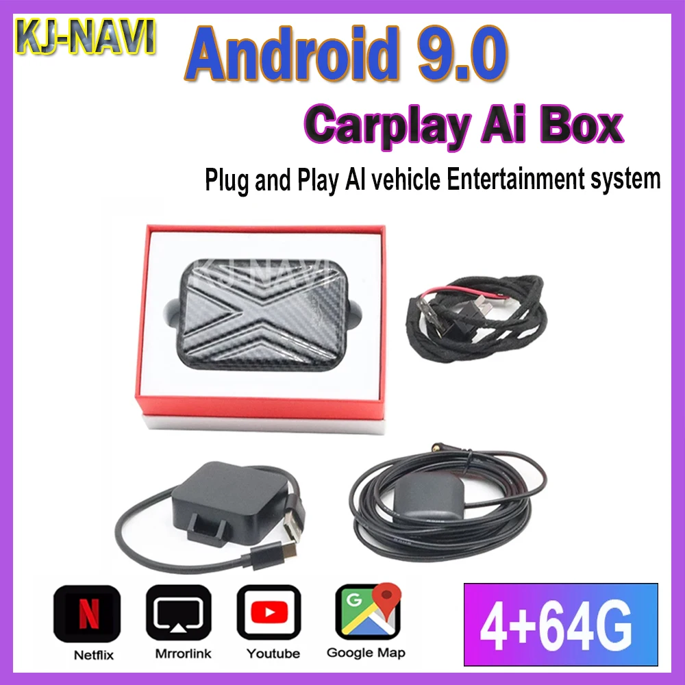 

4G-RAM 64G-ROM Android 9.0 система Carplay Ai Box Автомобильный мультимедийный плеер для Apple Carplay Android Автомобильная ТВ-приставка GPS