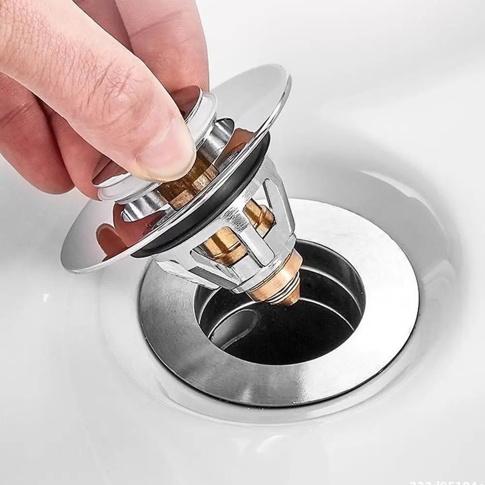 

New Universal Basin up Drain Filter Steel Bounce Core Drainer Tool For Sink Accessories Push-type N0G3