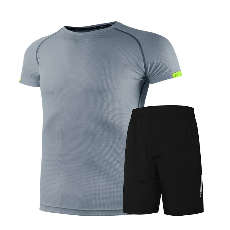 

Dry Fit Running Tracksuits TShirt Men's Sports Athletics Set Shirt Jogging Shorts 2pcs Gym Suit For Soccer Fitness Sportswear