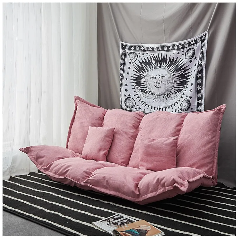 Lazy couch single double tatami bedroom small apartment folding sofa bed net red cute |