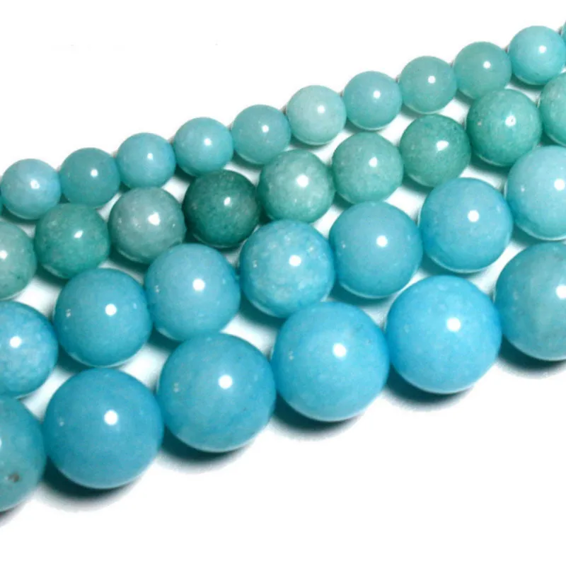 

Natural Loose Spacer Amazonite Blue Stone Beads for Charms Bracelet Jewelry Making 4 6 8 10mm